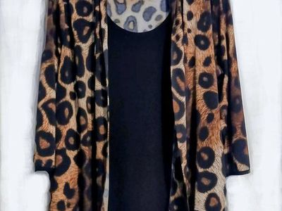 Liz McCoy- size XL Cheetah printed shirt cardigan