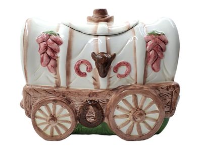 RARE Vintage “CKAO International Trading Co.” Novelty Covered Wagon Cookie Jar