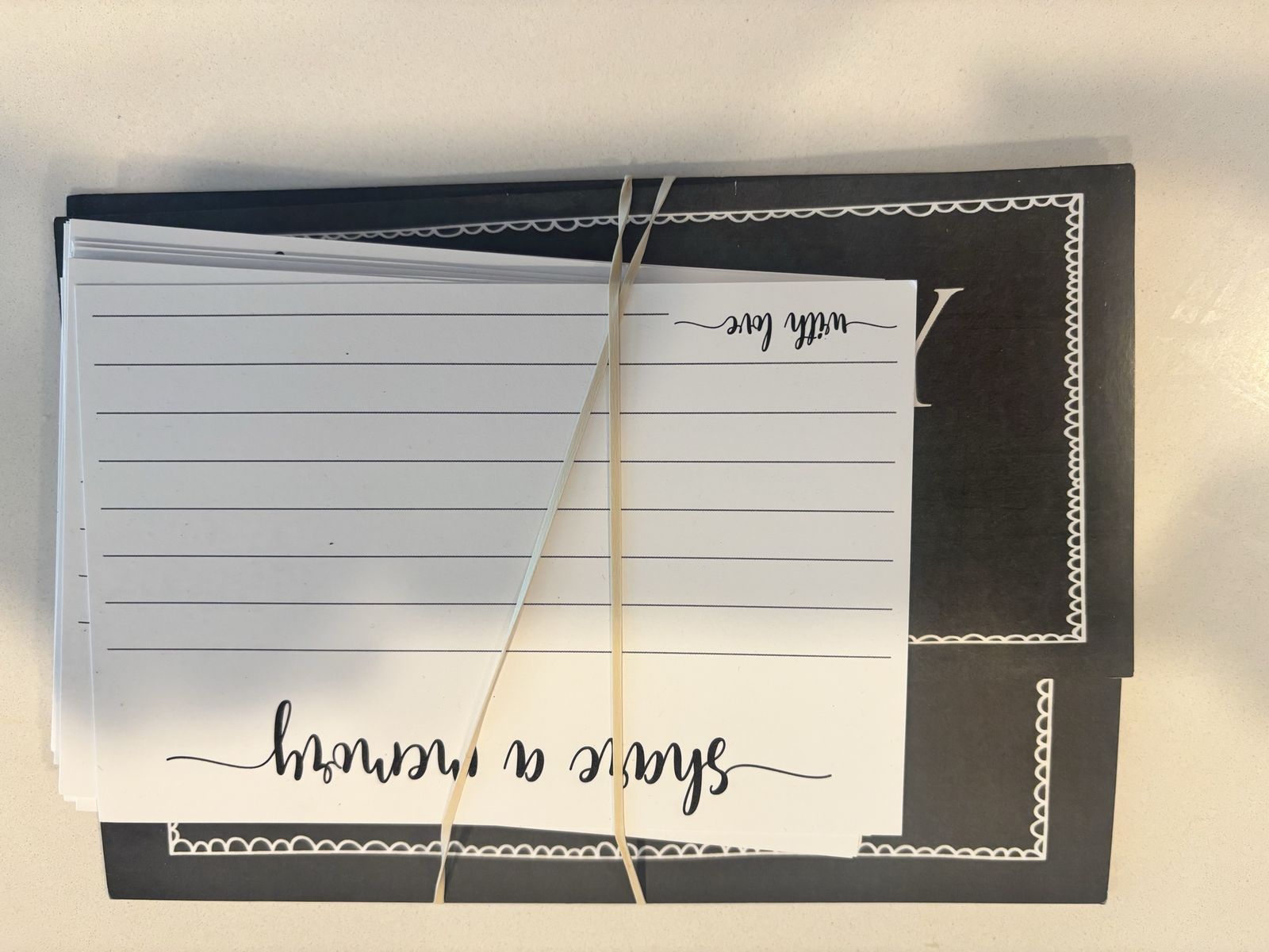 Share a Memory Cards - Black & White, Lined Notecards with "with love" detail, 50+ count