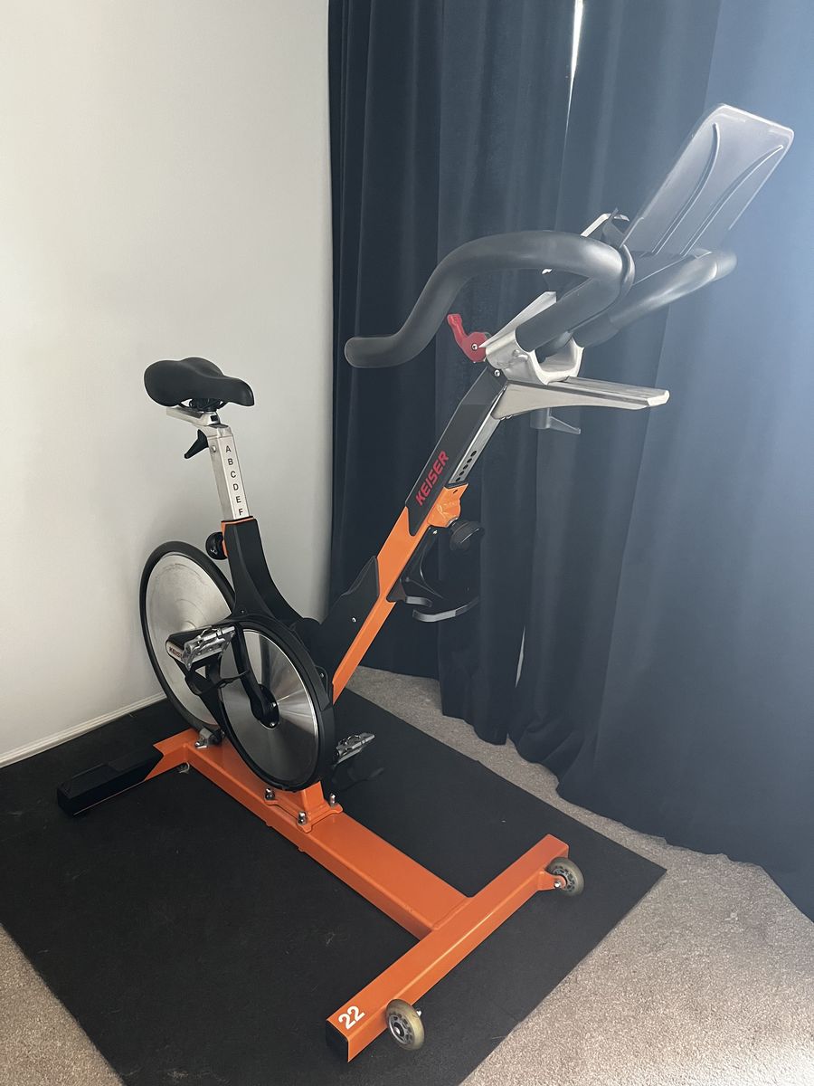 Keiser M3i Indoor Cycling Bike with Media Tray & Dumbbell Holder 