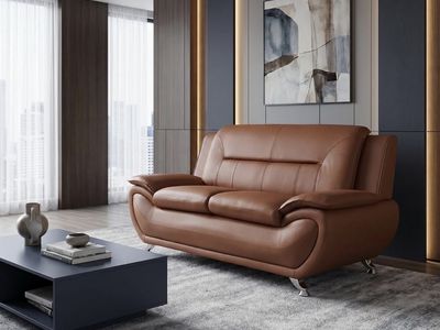 Modern Faux Leather Loveseat – 2-Seater Sofa