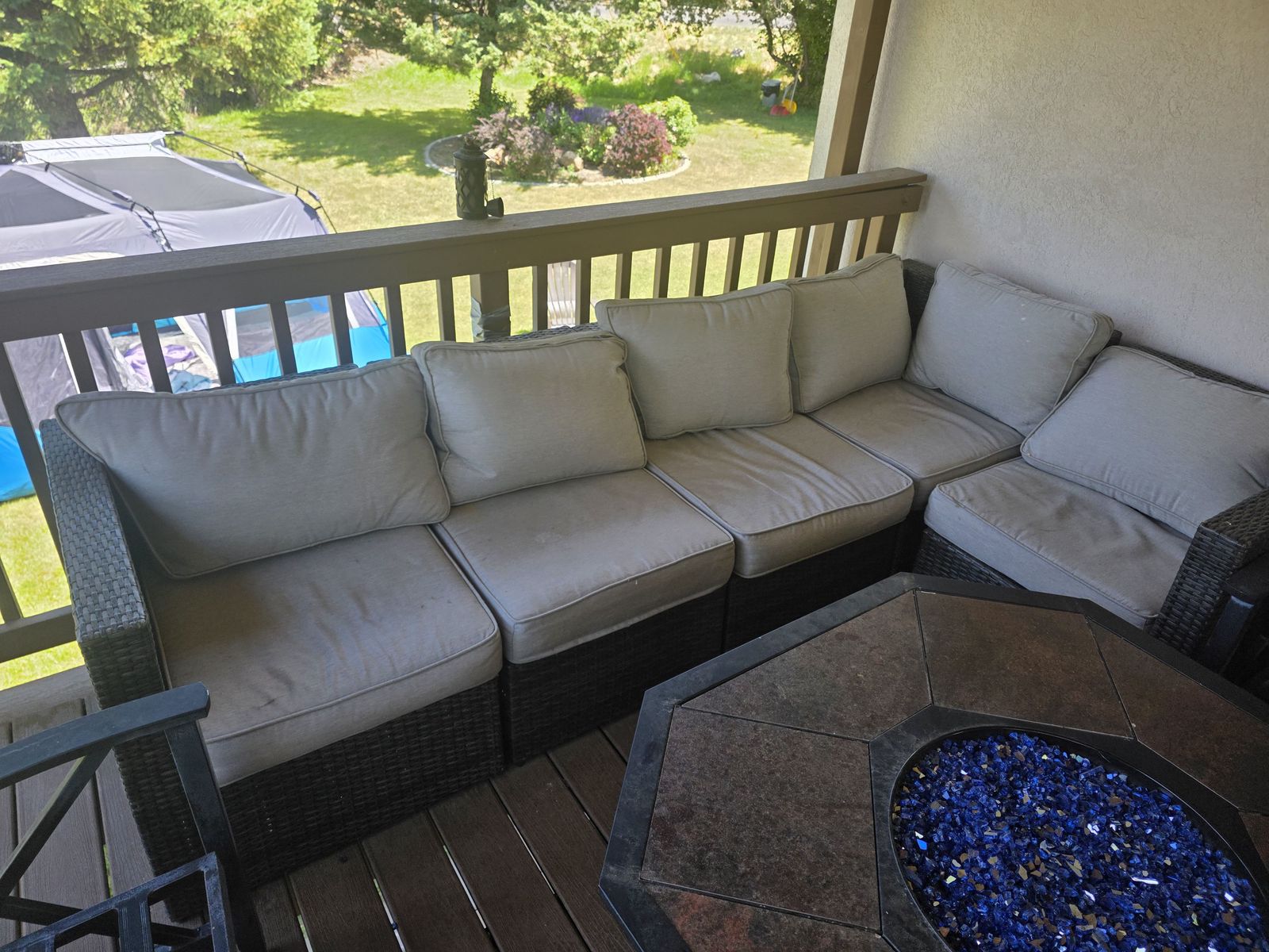 Wicker Outdoor Conversation Patio Sectional Sofa Set with Light Grey Cushions