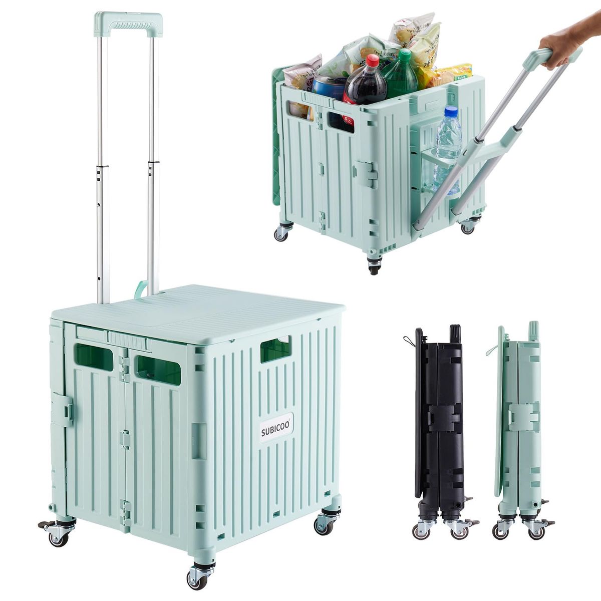 New Folding Utility Cart Portable Rolling Crate Handcart Shopping Trolley Collapsible Tool Box