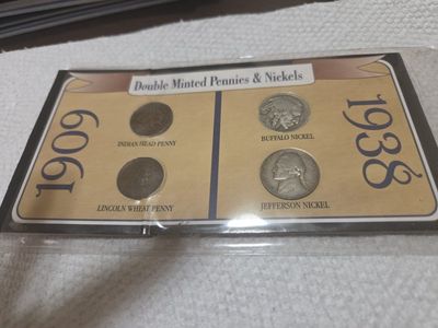 first Jefferson last buffalo nickel first Lincoln last Indian head Penny's 1909 and 1938 set of 4 coins