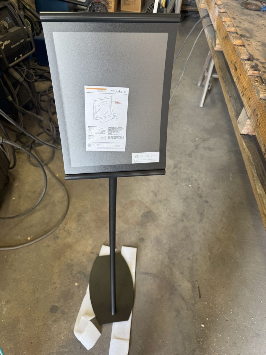 8.5"W x 11"H Curved Metal Frame Floor Stand. Overall Height: 52"