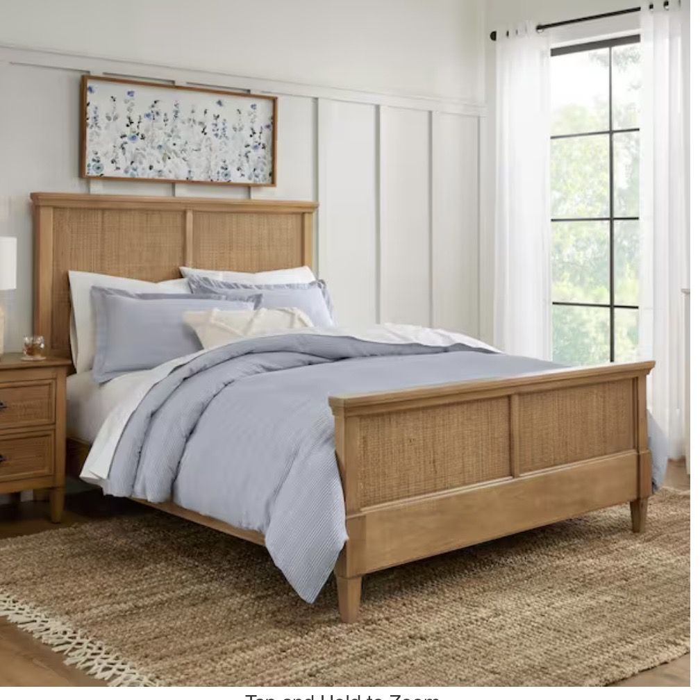 Home Decorators Collection Marsden Patina Wood Finish Wooden Cane Queen Bed (65 in. W x 54 in. H)