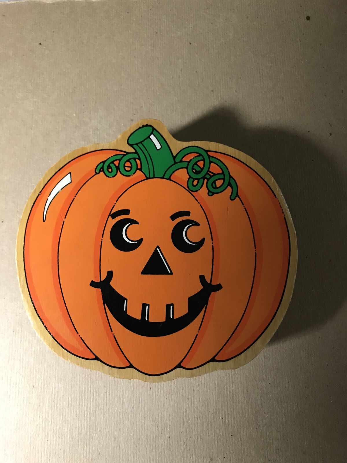 Wooden Jack-O-Lantern Cookie Jar Lid 4 3/4”