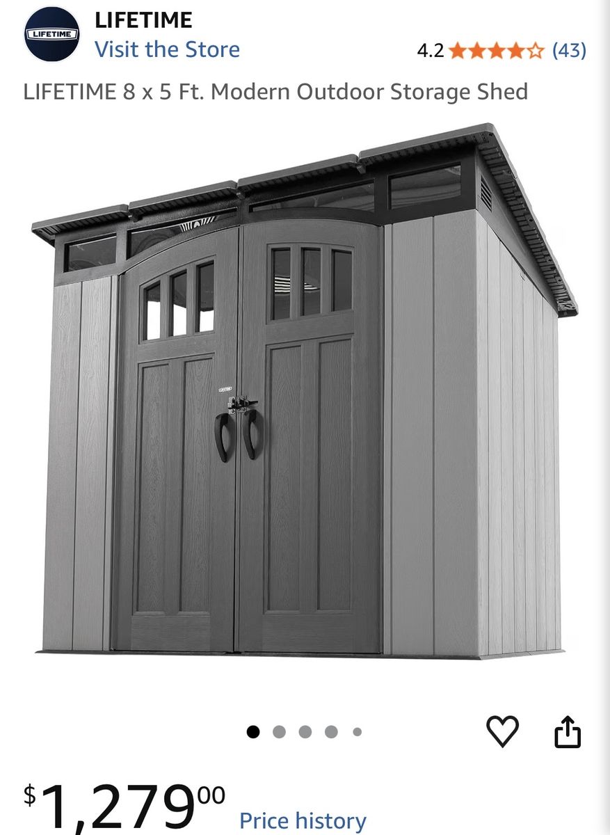 LIFETIME 8 x 5 Ft. Modern Outdoor Storage Shed - New in Box