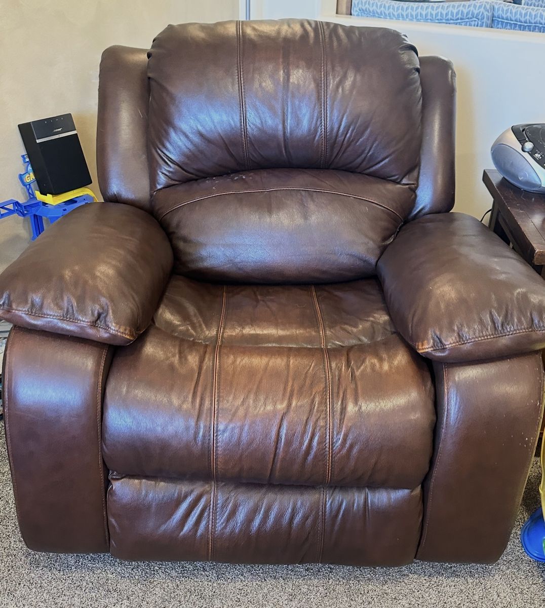 Brown Leather Recliner Armchair