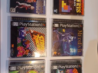 PlayStation 1 Games Lot - Star Wars Dark Forces, Tetris Plus, Street Racer, MediEvil, Frogger and Bubsy 3D