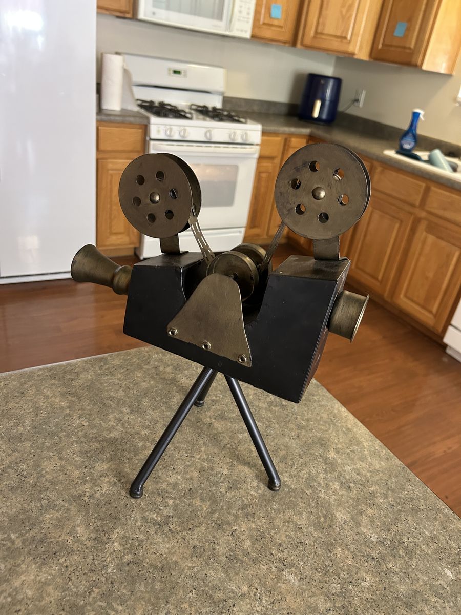 Vintage Style Decorative Metal Film Projector Statue with Tripod