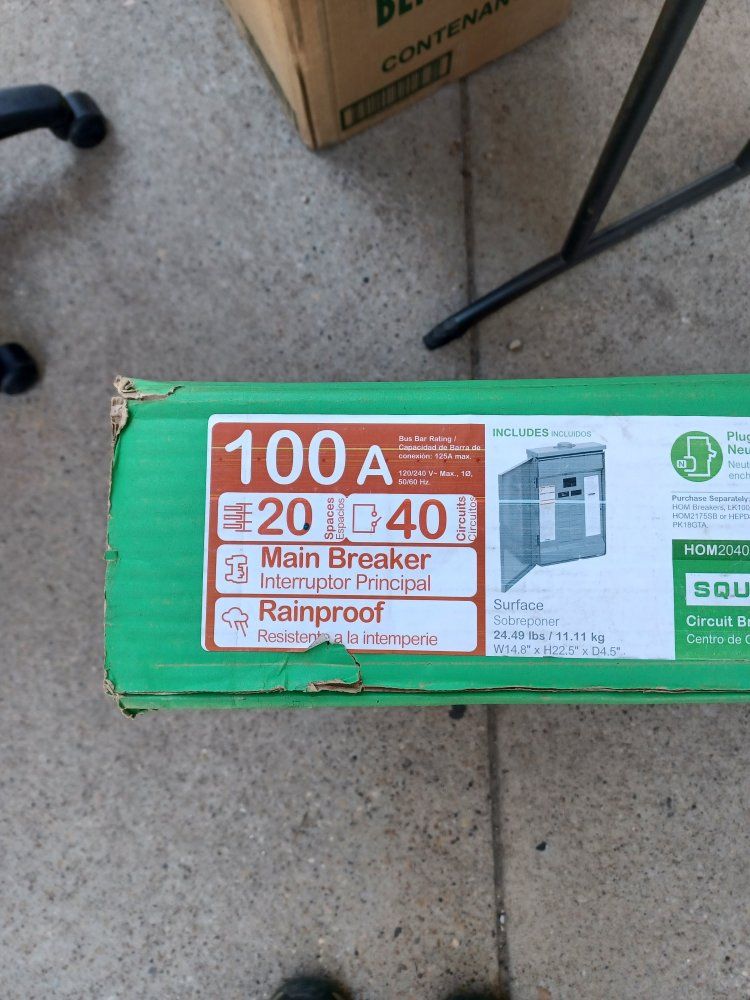 Square D Homeline HOM2040M100PRB 100A 20-Space 40-Circuit Outdoor Main Breaker Load Center