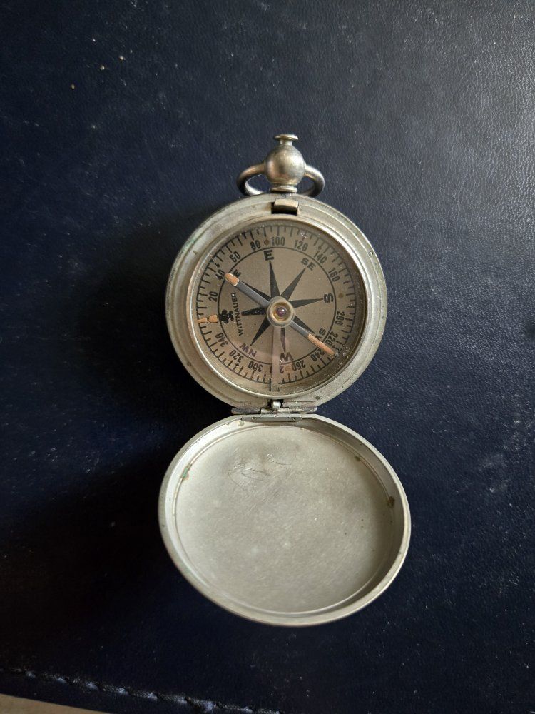 Vintage Wittnauer Pocket Compass - Antique Brass Finish, Outdoor Navigation Tool