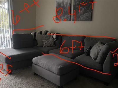 Gray small sectional Couch With ottoman