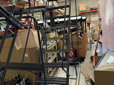 New (damaged) 10 Step Rolling Platform Warehouse Ladder