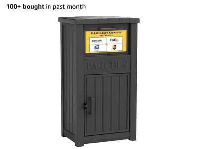 WTFGO 60-Gallon Lockable Weatherproof Anti-Theft Parcel Delivery Drop Box for Porch - Black