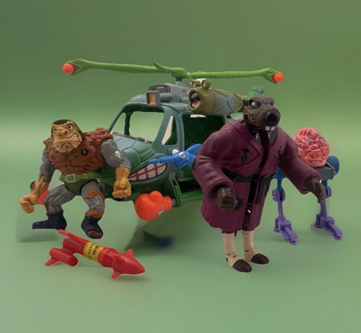 ‘89-‘90 Playmates TMNT Mixed Lot Copter + Figures