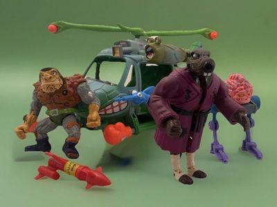 ‘89-‘90 Playmates TMNT Mixed Lot Copter + Figures
