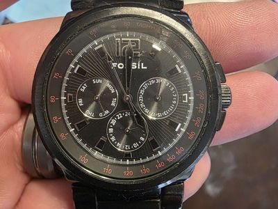 Fossil Black Stainless Steel Chronograph Tachymeter Men's Watch