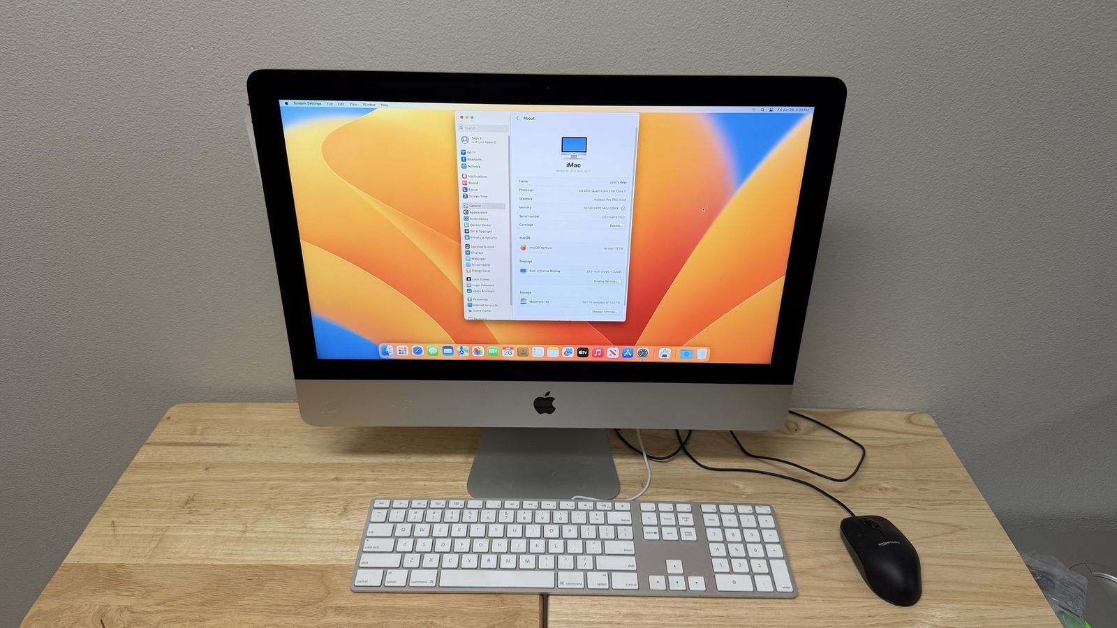 2017 iMac 21.5” 4K i7/16GB/1TB HDD Ventura