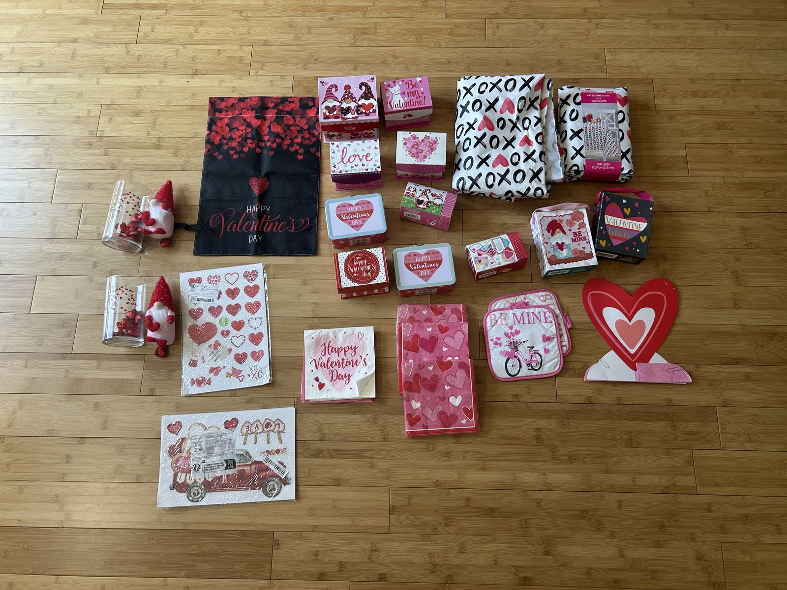 Lot of Valentines decorations inside/outside
