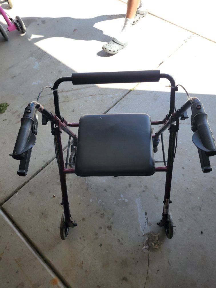 Medical Four-Wheel Walker with Seat & Brakes