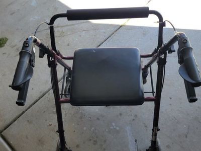 Medical Four-Wheel Walker with Seat & Brakes