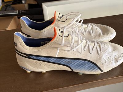 Puma King Ultimate FG Soccer Cleats White Blue Size 13 Men's