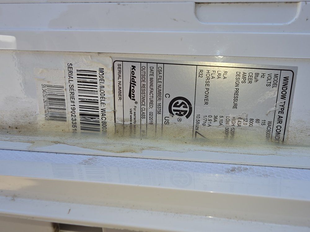 Koldfront 8,000 BTU Window AC - Excellent Condition!