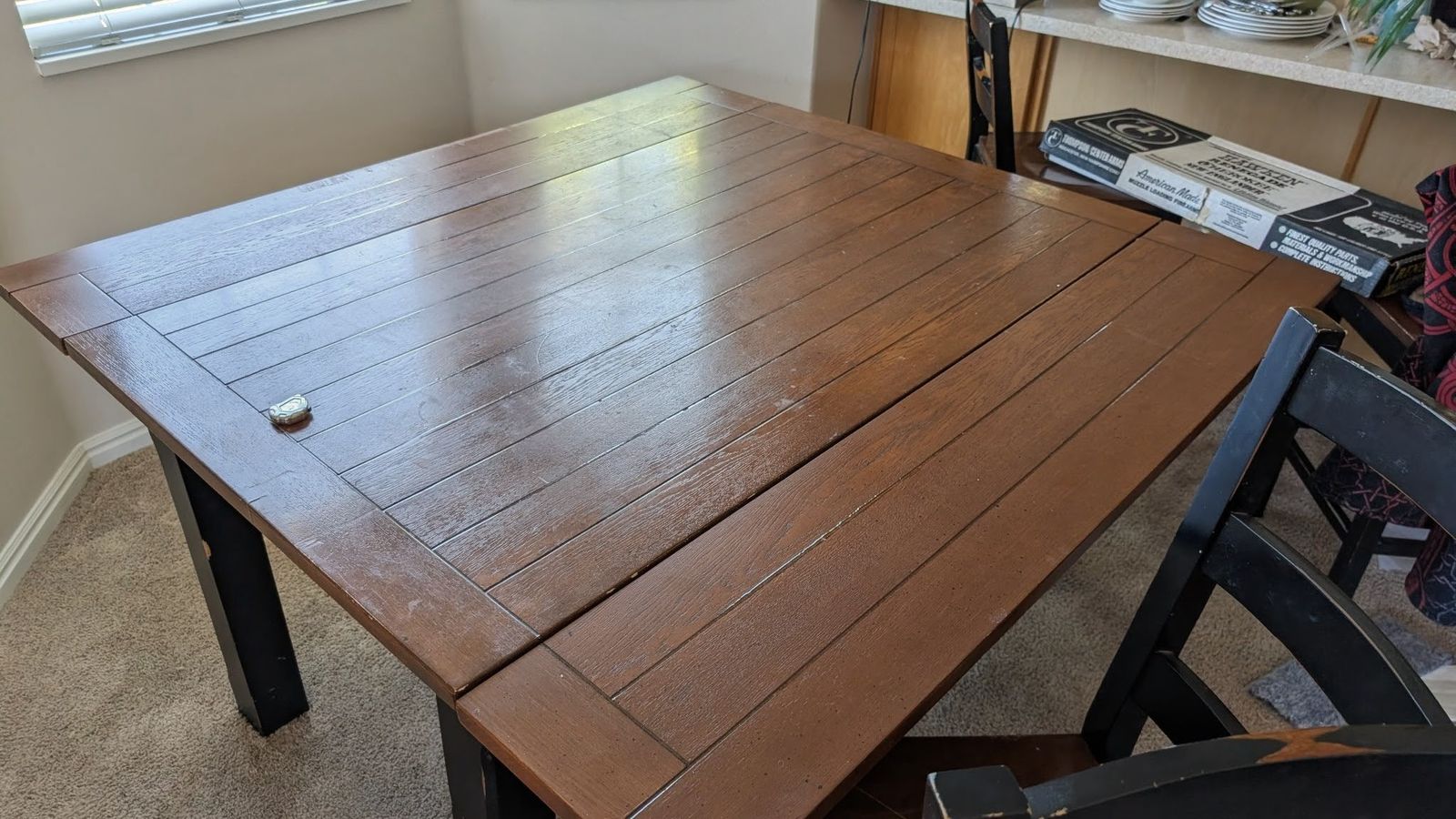 Matching table, chairs, and barstools