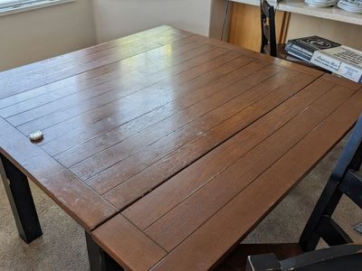 Matching table, chairs, and barstools