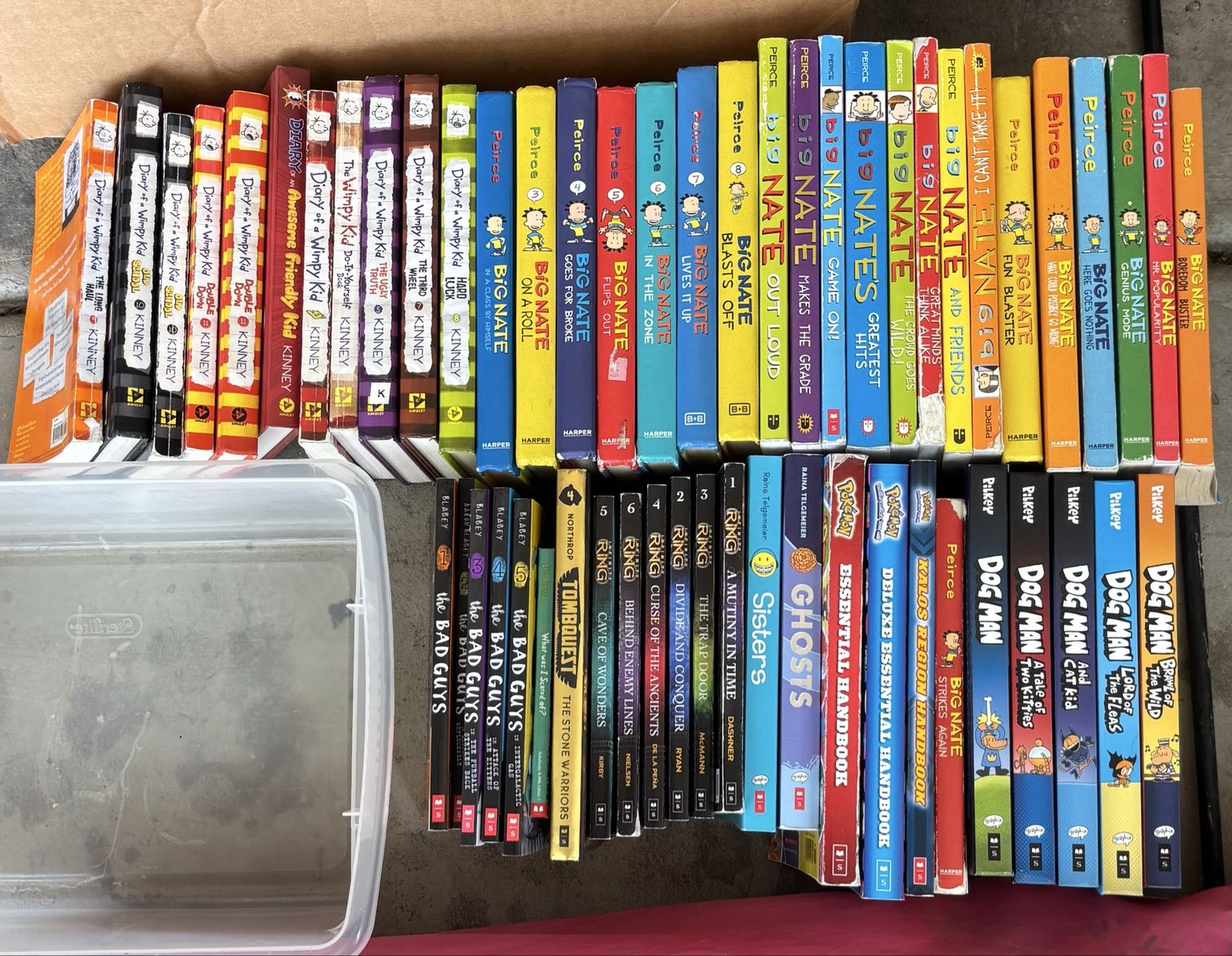 56 Books=22 Big Nate, 11 Diary Wimpy Kid, Bad Guys