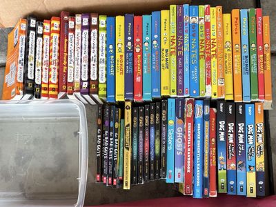 56 Books=22 Big Nate, 11 Diary Wimpy Kid, Bad Guys