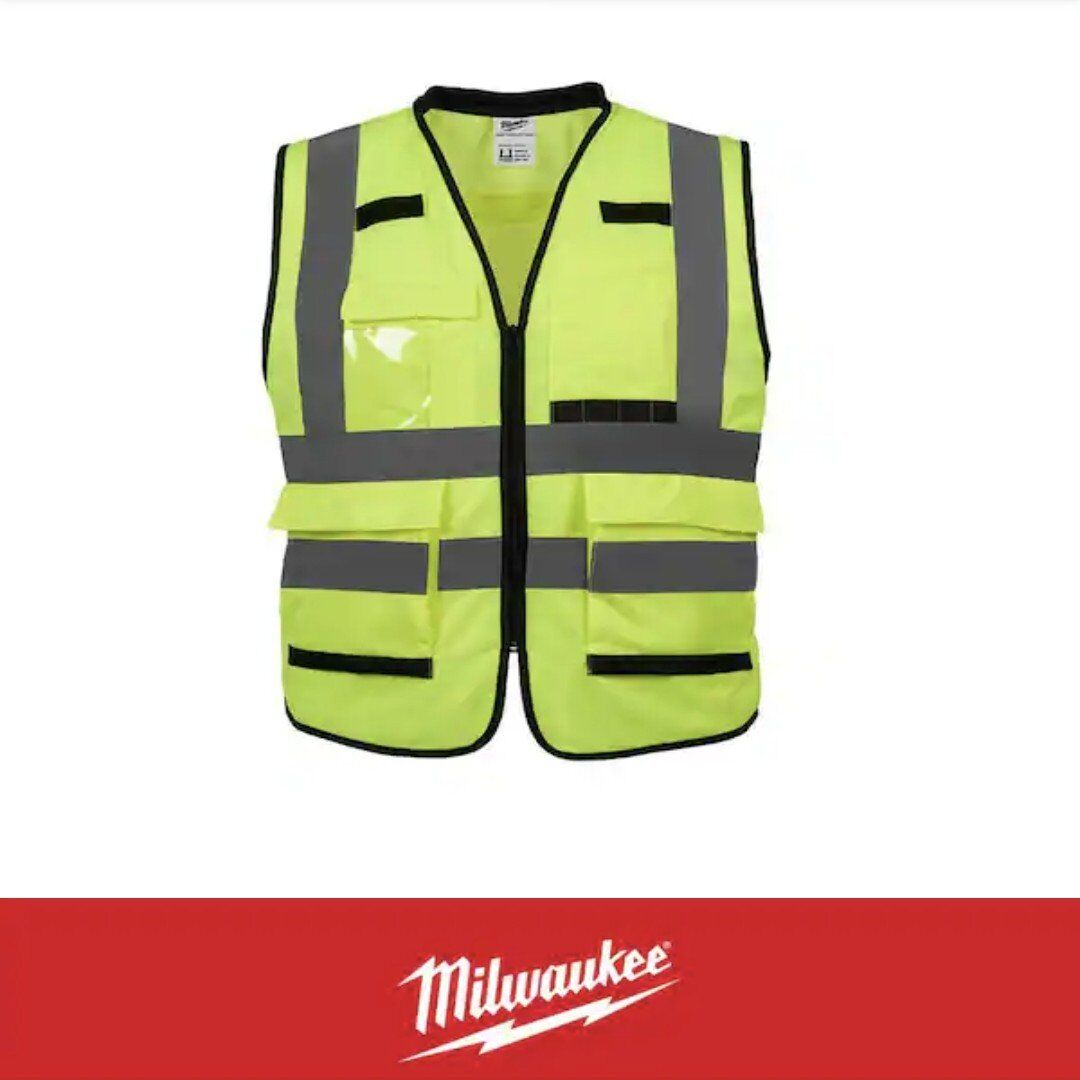 Milwaukee S/M Yellow Safety Vest 15 Pocket Class 2