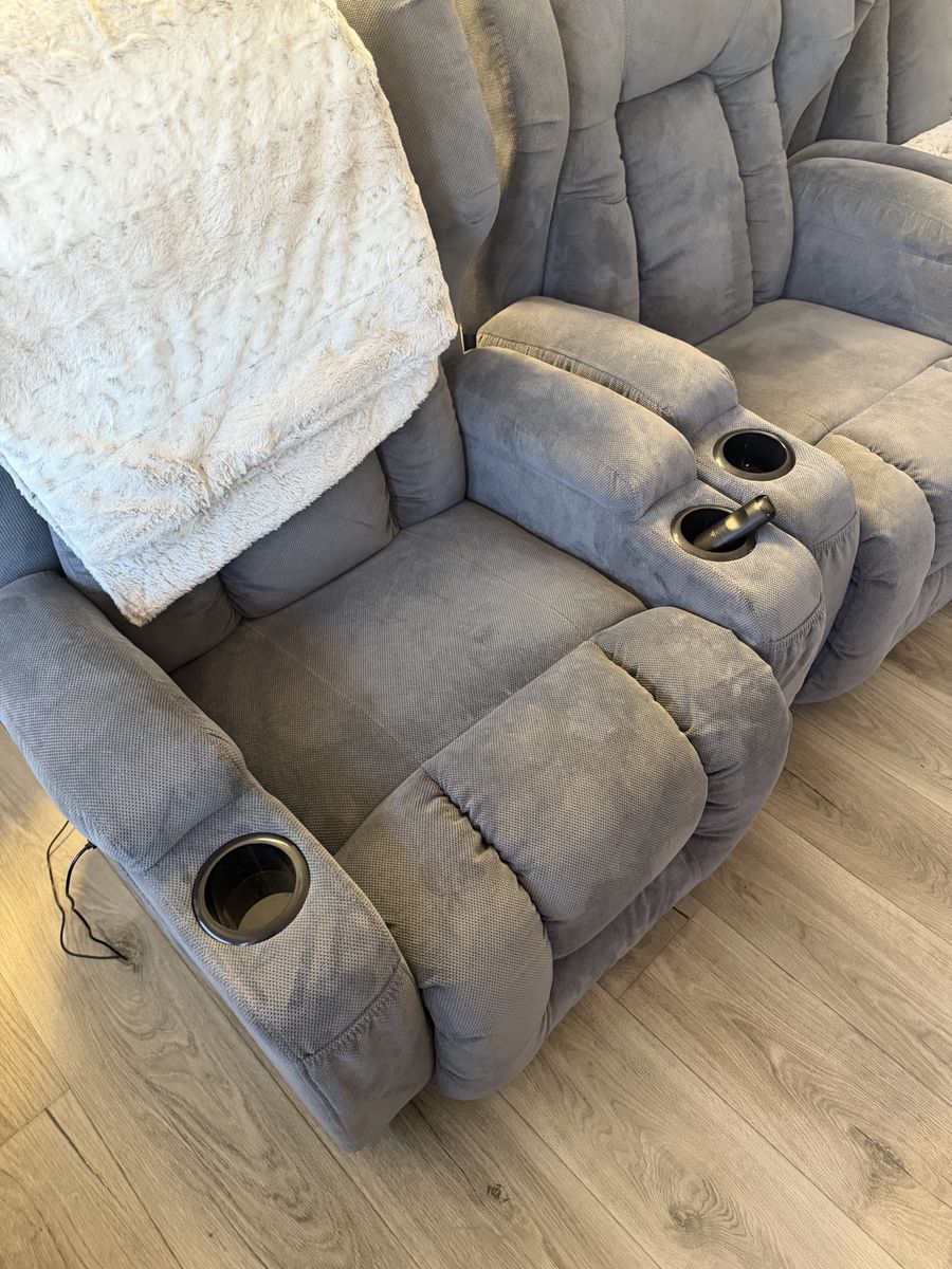 Gray Power Recliners w/heat and massage