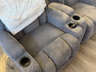Gray Power Recliners w/heat and massage
