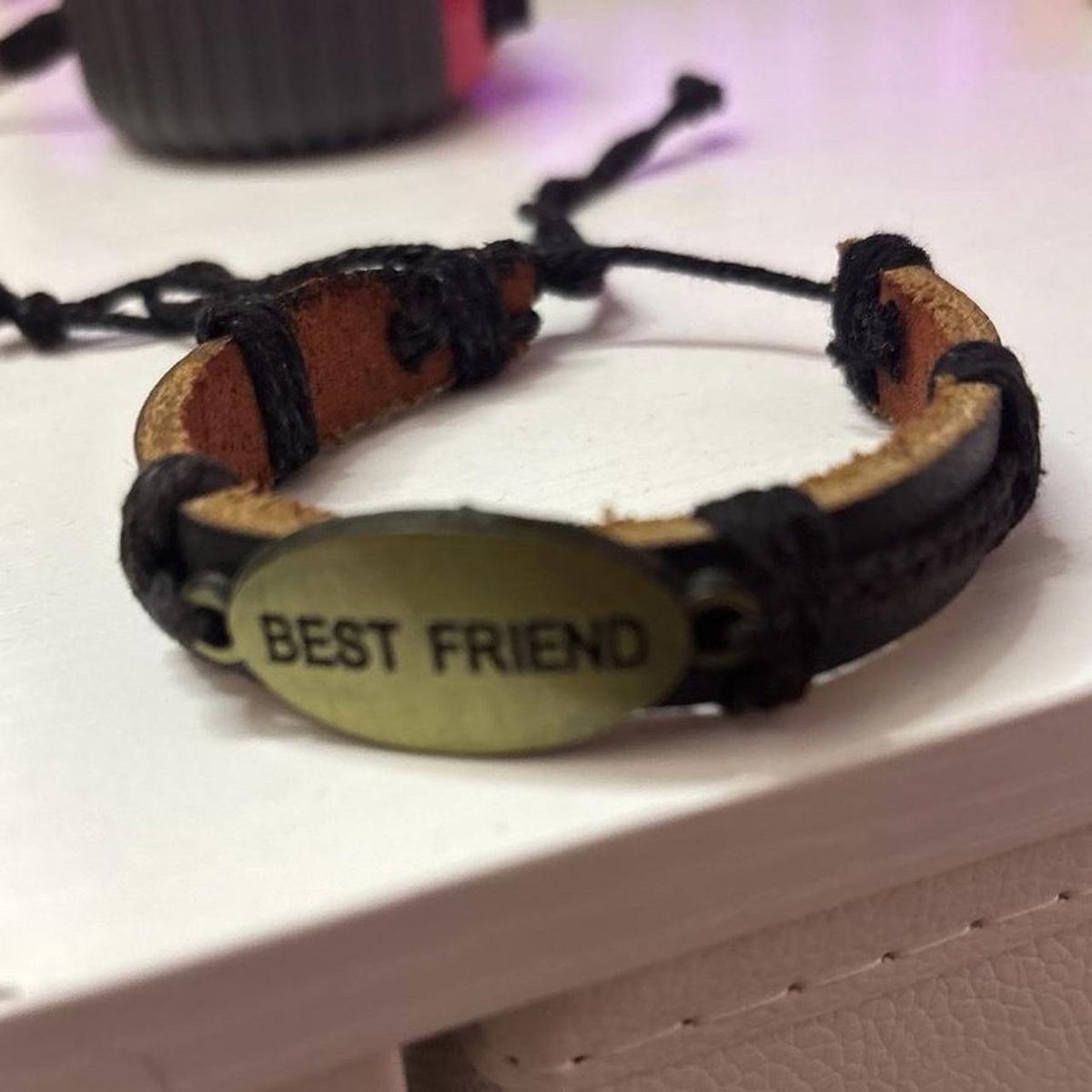 BEST FRIEND Leather & Cord Bracelet - Adjustable Friendship Jewelry