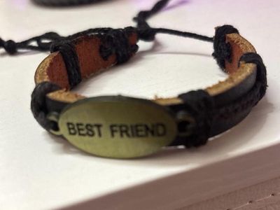 BEST FRIEND Leather & Cord Bracelet - Adjustable Friendship Jewelry