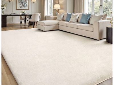 Large Cream Plush Area Rug by Sour Lemon 9 x 12
