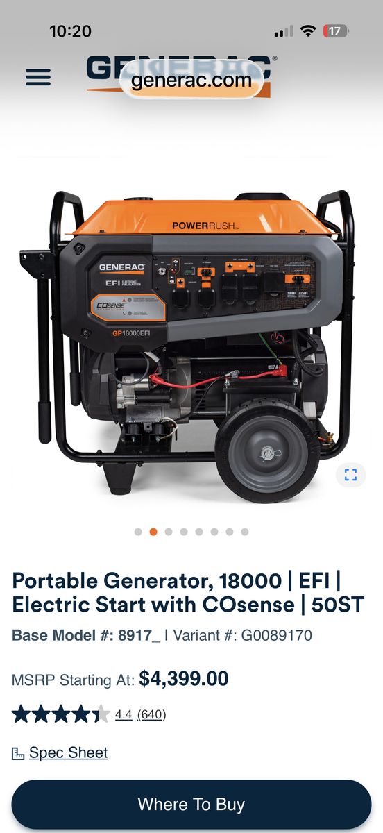 Generac GP18000EFI