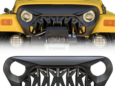 1997-2006 Jeep Wrangler TJ/LJ - Front Shark Grill Grille Cover, Matte Black