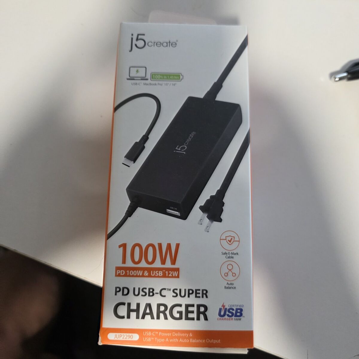 J5  100w laptop charger NIB USB C