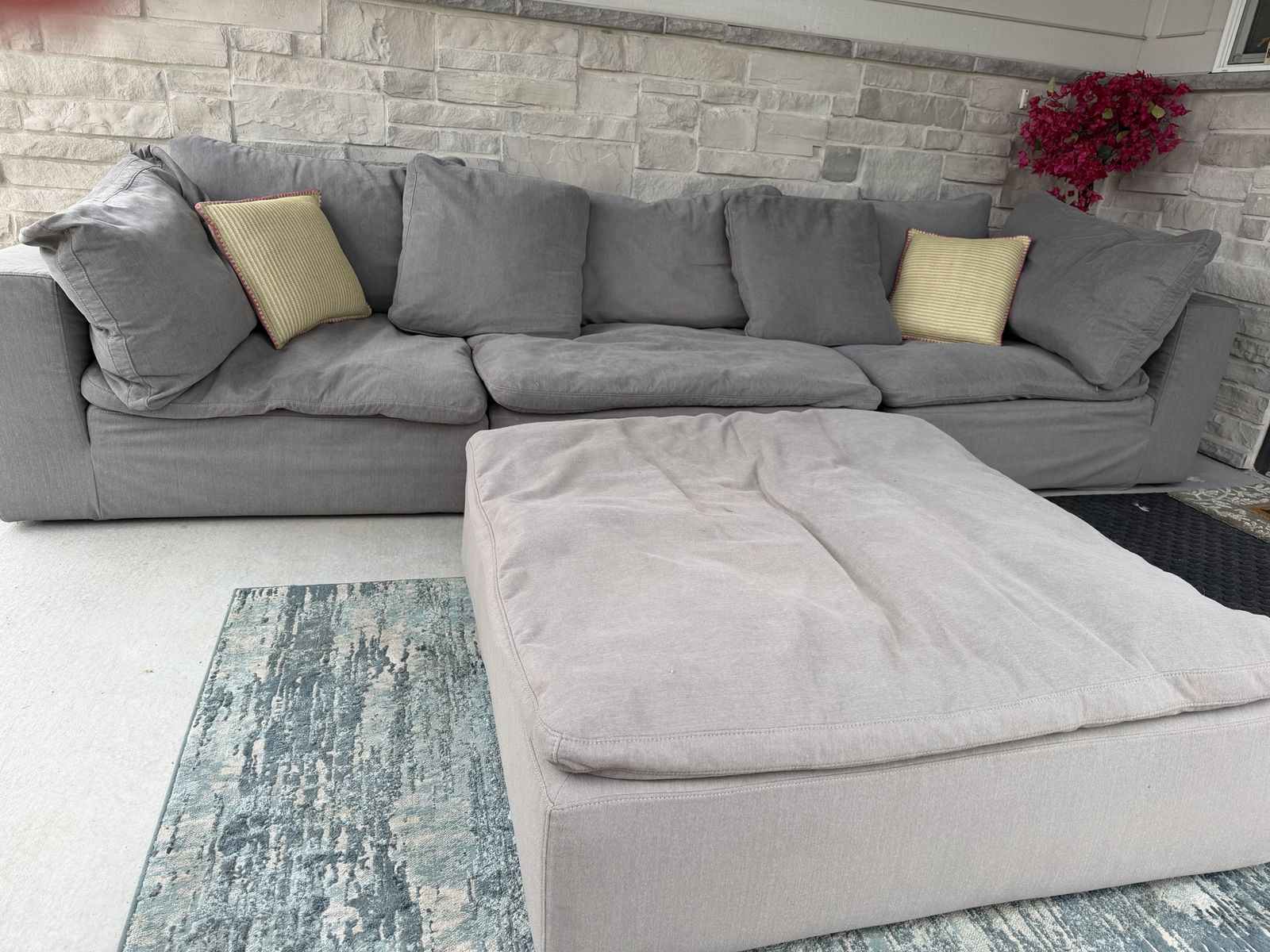 Couch and ottoman - Down Feather cushions, super comfortable