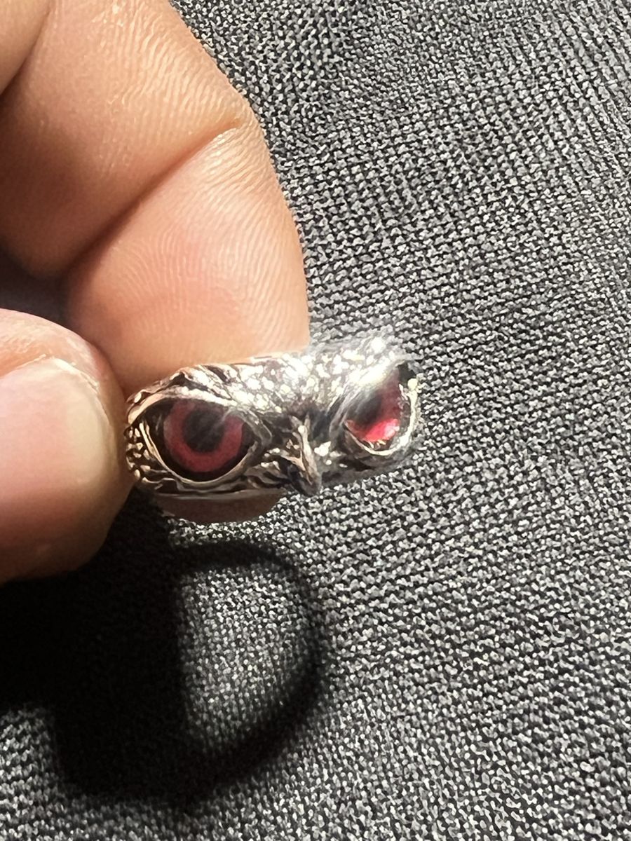 Owl Ring with Red Eyes - Unique Statement Jewelry size-7