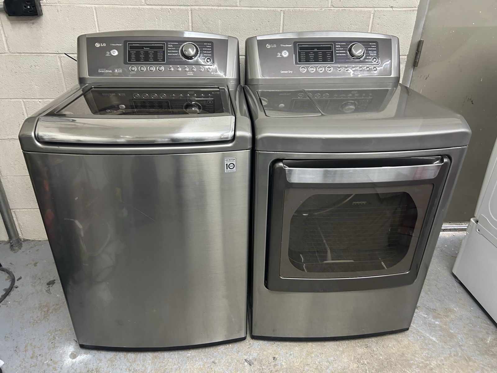 Lg stainless top load washer and dryer set