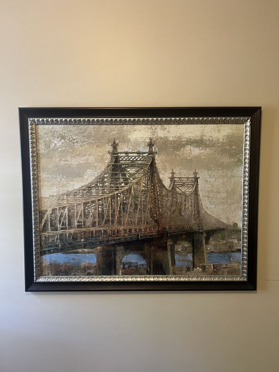 Framed Queensboro Bridge Canvas Painting Wall Art