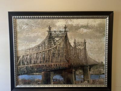 Framed Queensboro Bridge Canvas Painting Wall Art