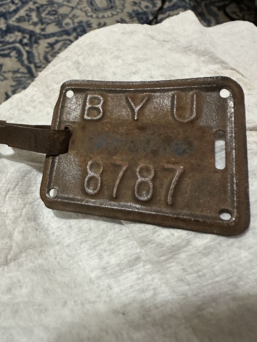 1950s BYU Bicycle License Plate
