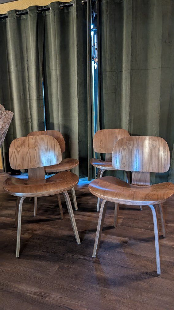 4 Molded Plywood Eames style dining chairs