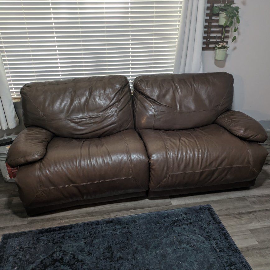 Brown Leather Power Recliner Couches.